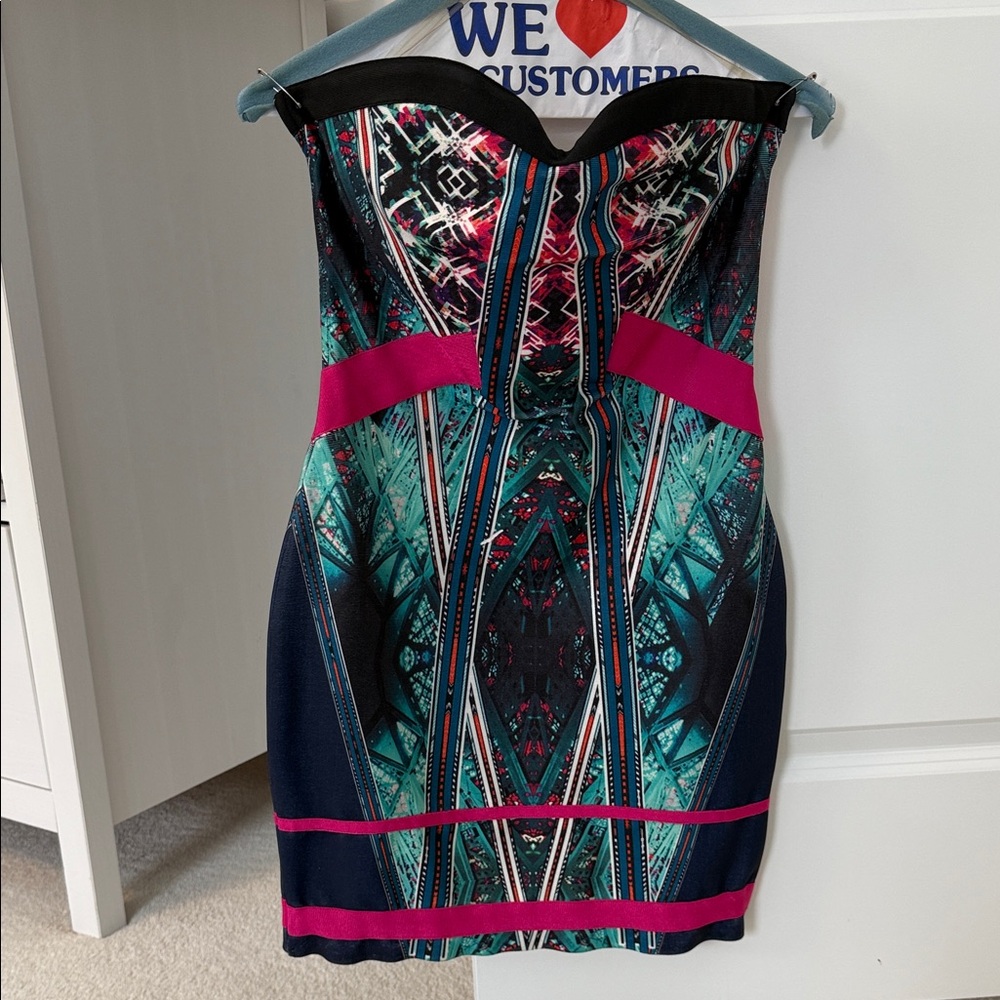 WOW Couture Colorful Printed Bandage Bodycon Strapless Dress